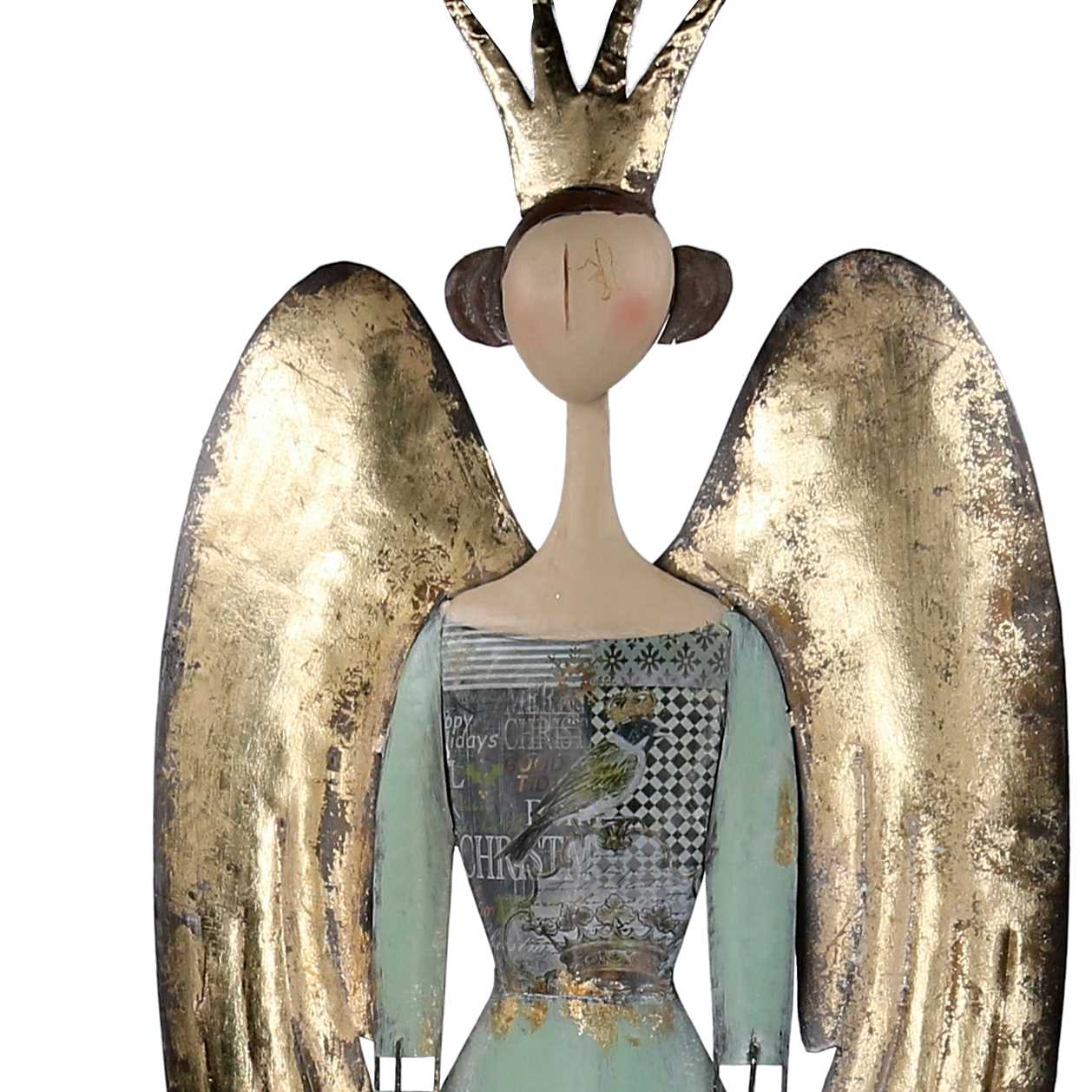 Angelo metallo con cuore oro e bianco cm 24,7x10,2xh88,2