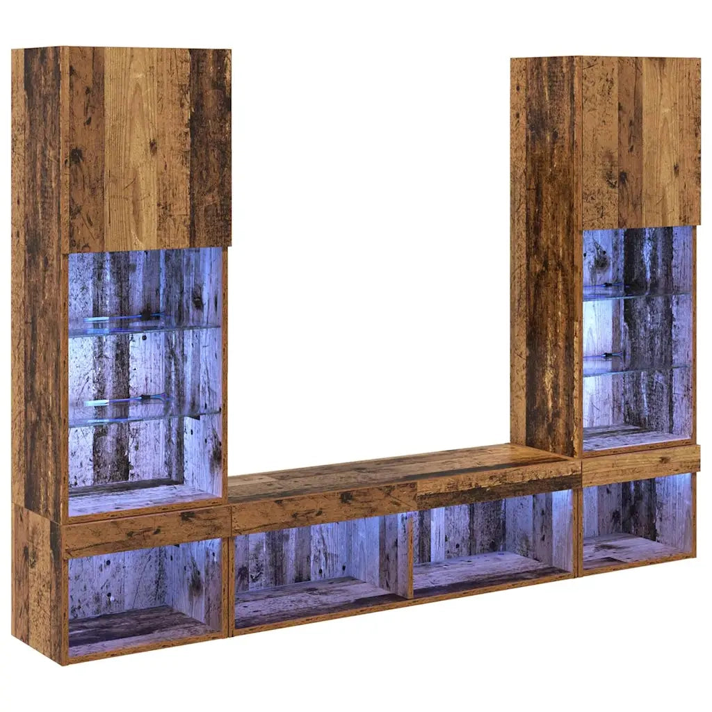Mobile Porta TV con LED 5 pz-Credenza per TV Legno vecchio 882436