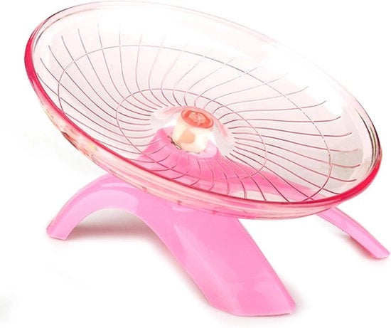Veloce giroscopio per piccoli animali domestici (rosa) con superficie antiscivolo e base stabile in plastica.
