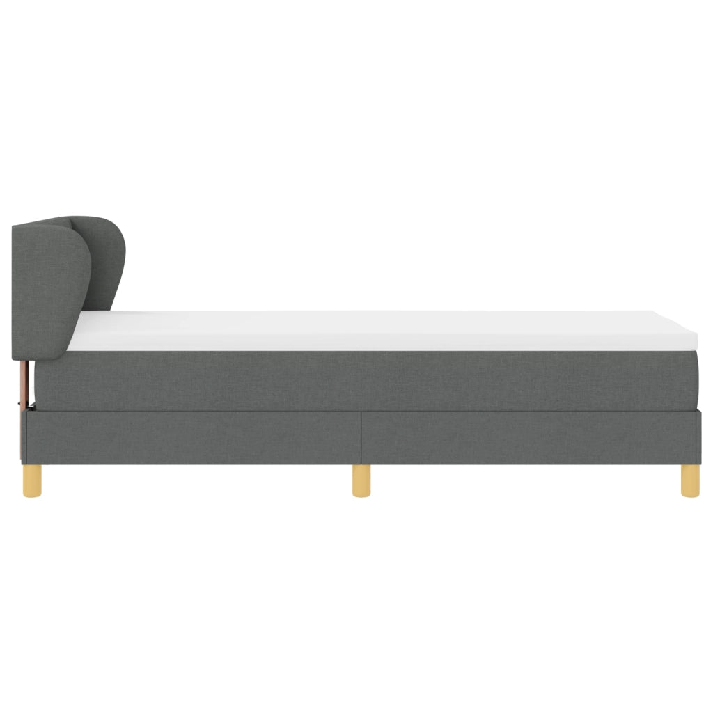 Letto Box Spring con Materasso Grigio Scuro, 80x200 cm, Tessuto
