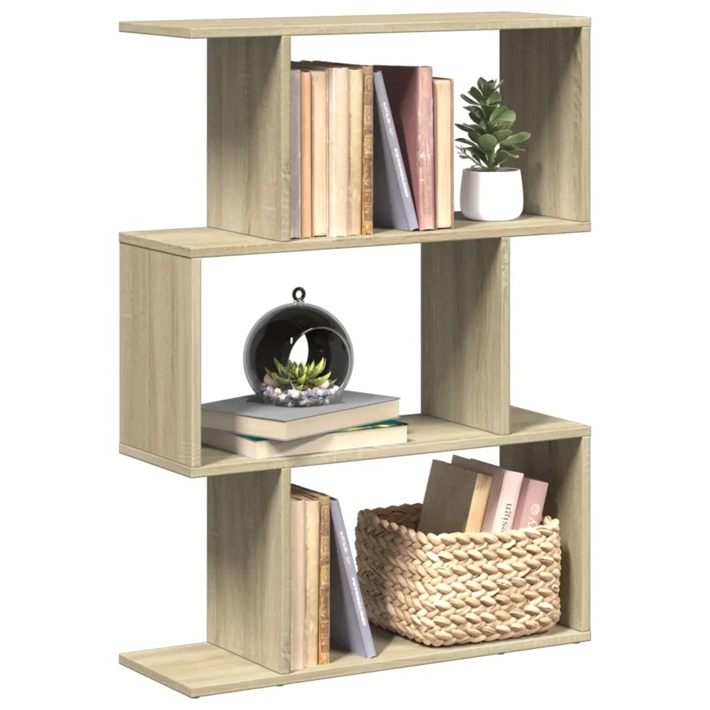 Libreria Divisorio 3 Ripiani-Scaffale per Libri-Mobile di Stoccaggio Sonoma 70x24x97 cm in Truciolato
