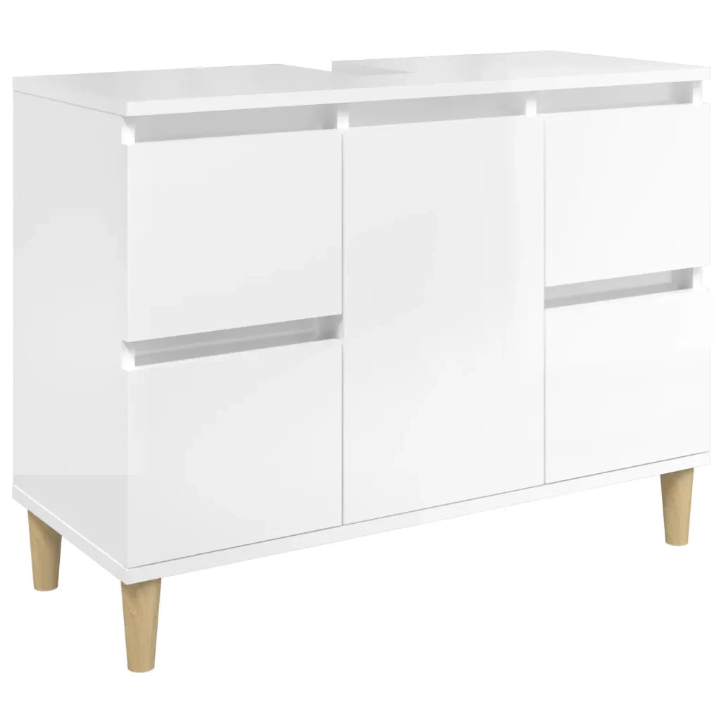 Mobile Lavabo Bianco Lucido 80x33x60 cm in Legno Multistrato 821270