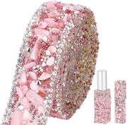 Fissaggio veloce con lana 1m - 20mm larghezza - decorazione con pietra sintetica - nastro adesivo con applicazione di metallo - per decorazioni DIY - colla Strass - nastro Strass