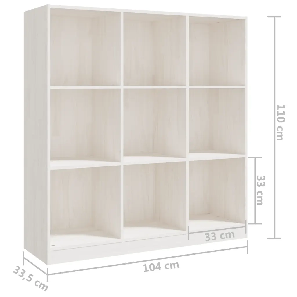 Libreria Divisorio-Scaffale per Libri-Mobile di Stoccaggio Bianco 104x33,5x110 cm in Massello di Pino
