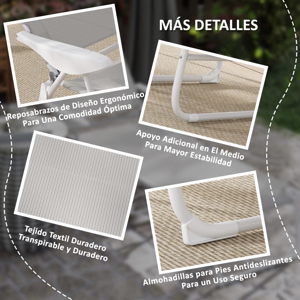 Poltrona Pieghevole con Schienale Regolabile ¨C Zephmum ¨C Grigio e Bianco 160x66x98 cm