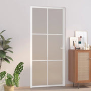 Porta Interna 93x201,5 cm Bianco Opaco Vetro e Alluminio cod mxl 58333