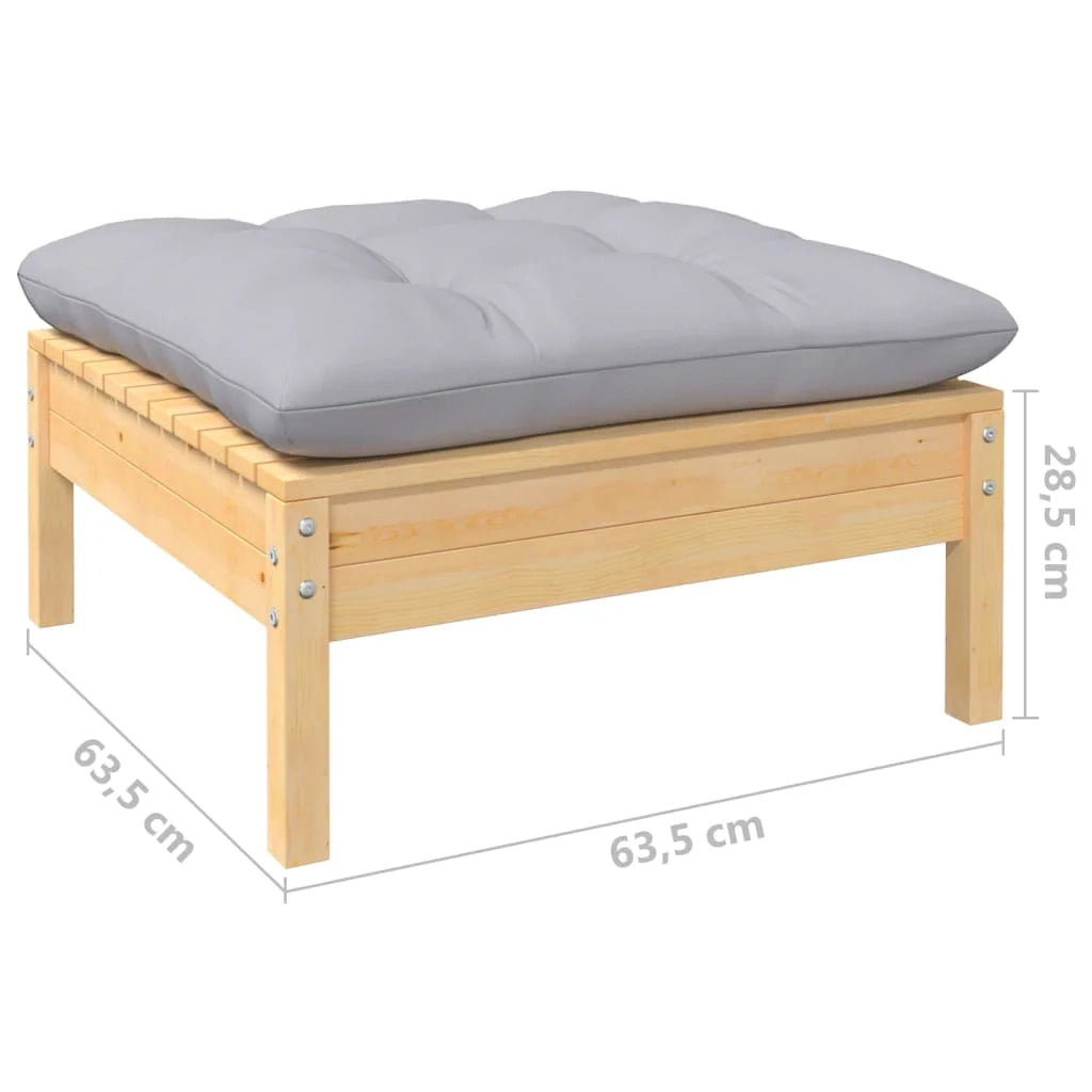 Set di mobili da giardino per esterni 3 pezzi con cuscini legno di pino grigio 02_0015963