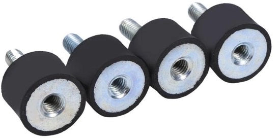 Dempatori di gomma 4x per lavatrice - Dempatori di gomma 4x per condizionatore - Dempatori di gomma 4x per caldaia - Dempatori di gomma 6 mm per fili di diametro 6 mm in nero/argento