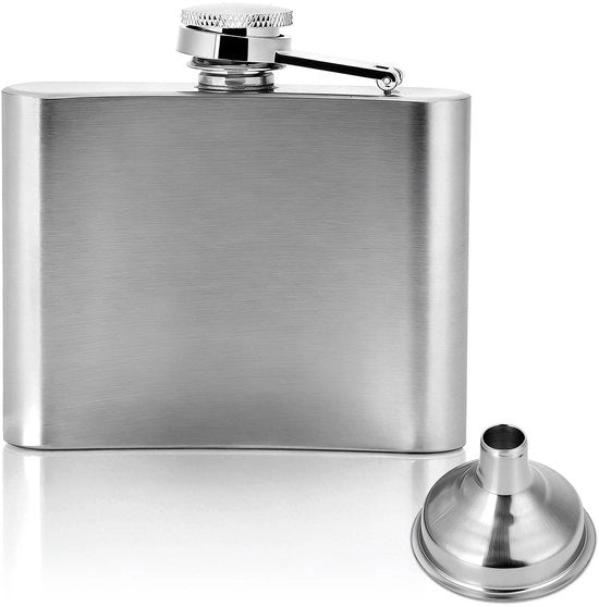 Fles da Alcol - Design Portatile - Acciaio Inossidabile - Chiusura Sicura - Fiasco per Whisky - 4oz - Design Ergonomico - Flask
