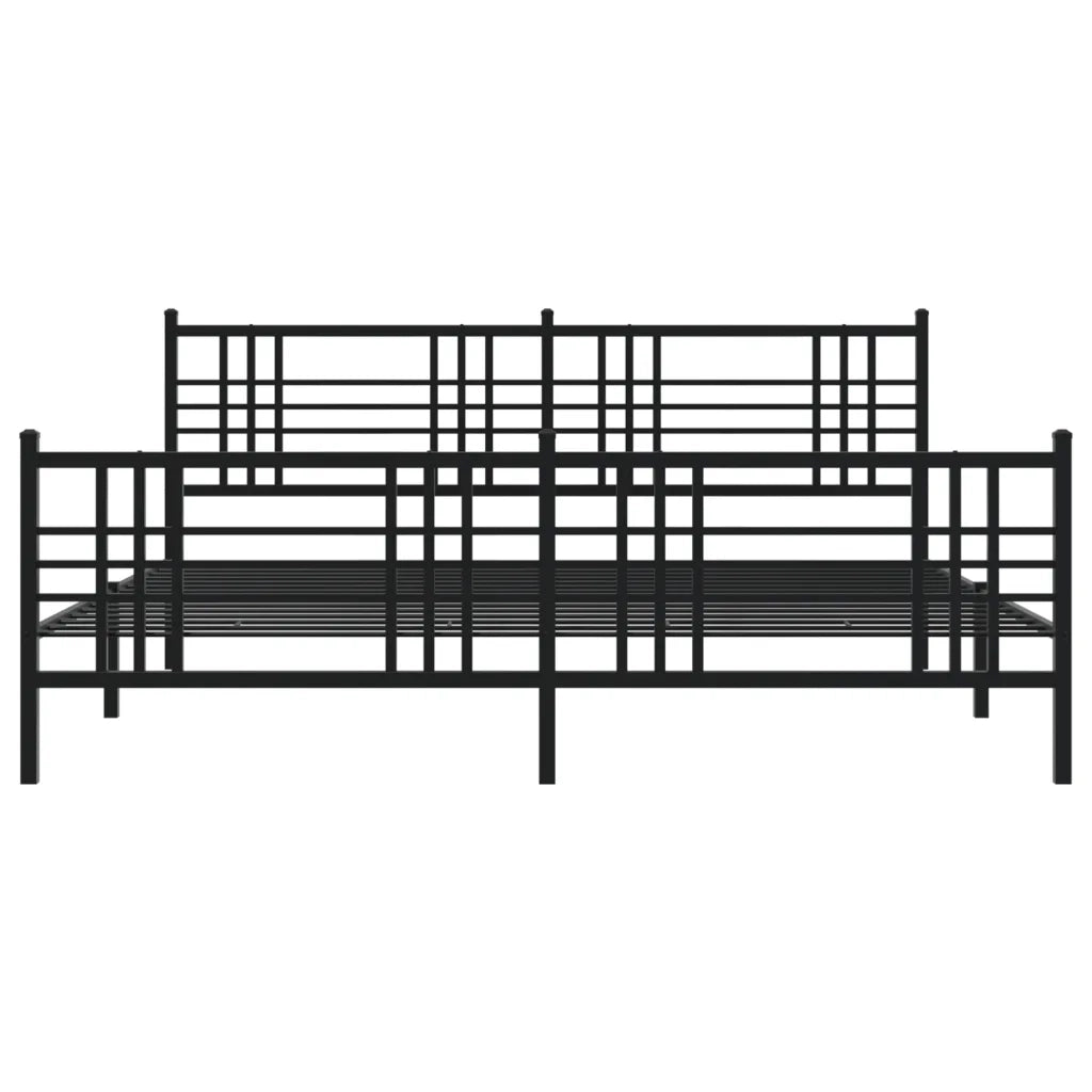 Giroletto con Testiera e Pediera Metallo Nero 183x213 cm 376347