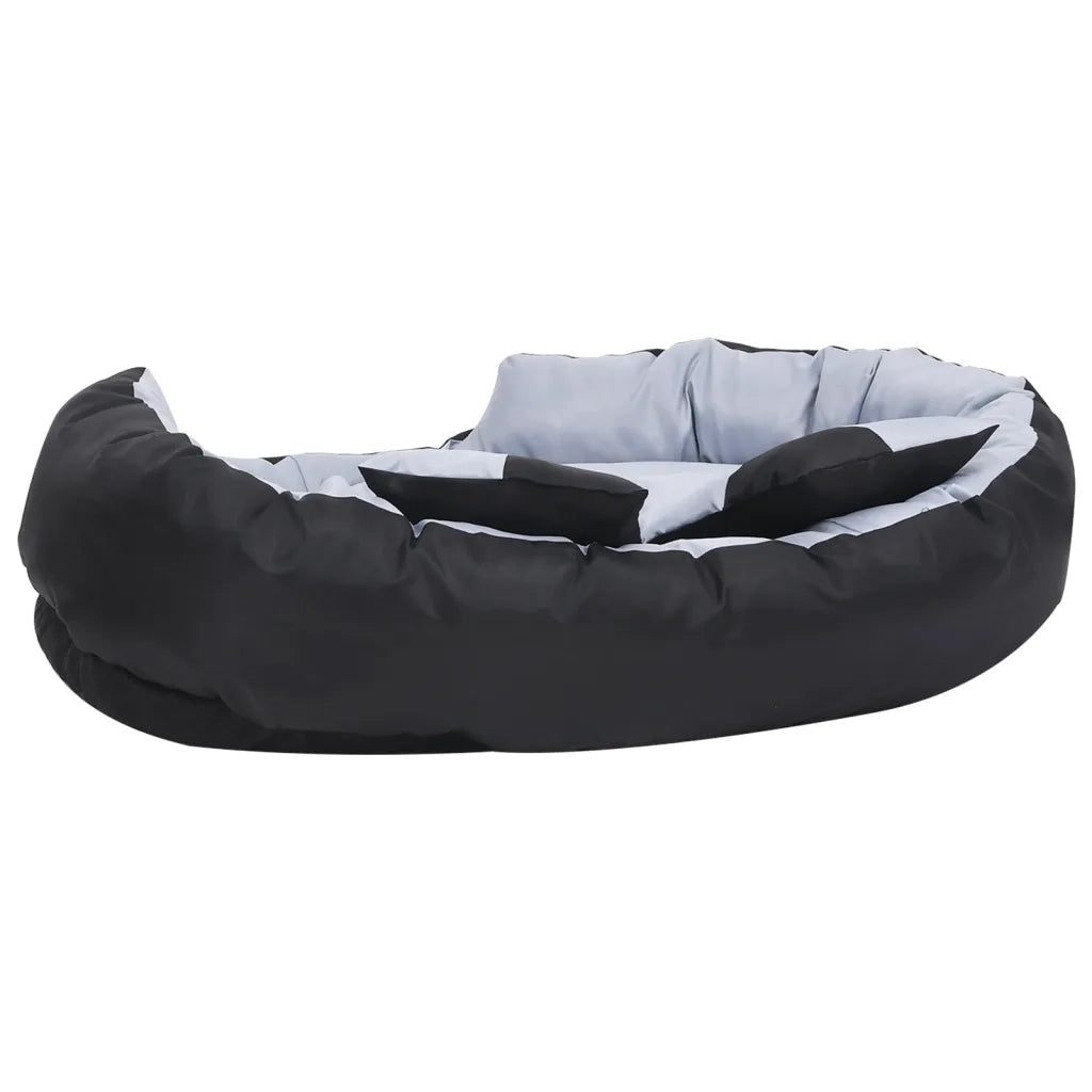 Cuscino per Cani Reversibile Lavabile Grigio e Nero 110x80x23cm CFW9138195