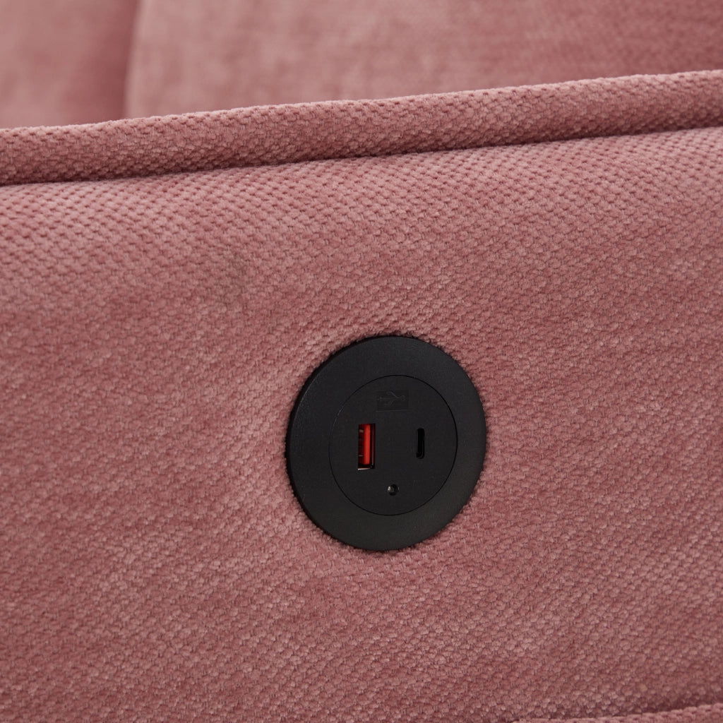 Divano 2 Posti con Supporto per Telefono e Tasche laterali per Camera e Soggiorno in Chenille Rosa