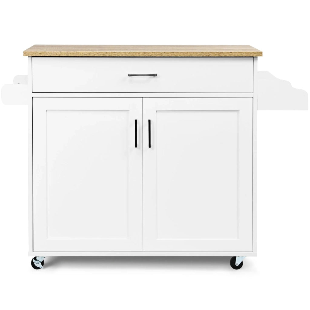 Isola da cucina su ruote 116 x 40 x 85 cm con ampio cassetto e ripiano regolabile stile moderno MDF bianco 20_0019552