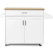 Isola da cucina su ruote 116 x 40 x 85 cm con ampio cassetto e ripiano regolabile stile moderno MDF bianco 20_0019552
