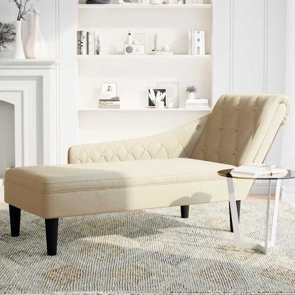 Sdraio con Cuscino e Bracciolo Destro in Tessuto Crema CFW1419588