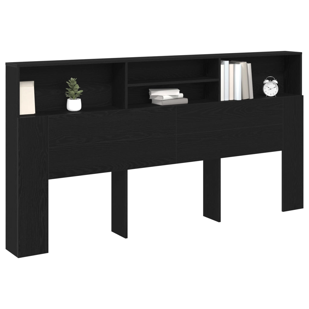 Testiera per letto in rovere nero, 200x19x103,5 cm, Legno ingegnerizzato