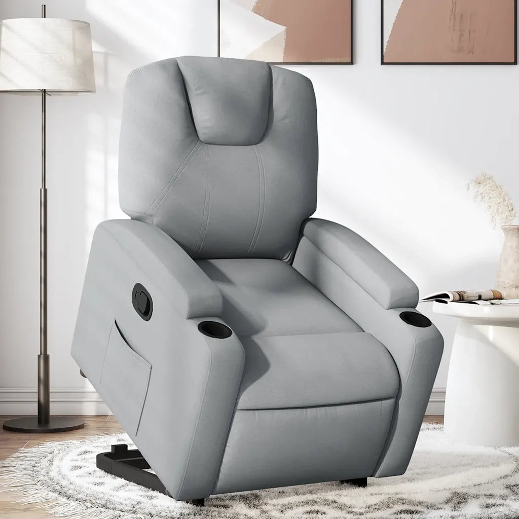Poltrona Alzapersona Reclinabile Grigio Chiaro in Tessutocod mxl 132869