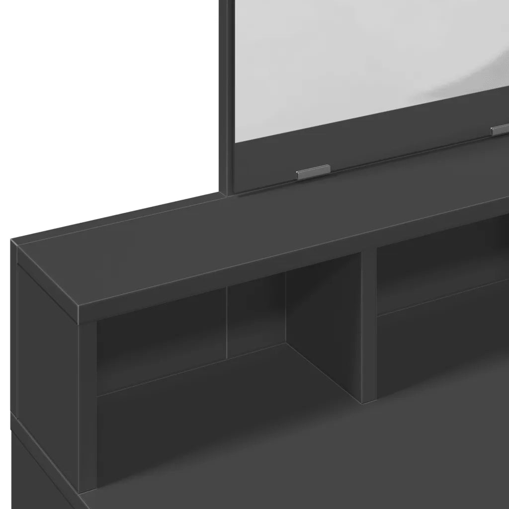 Toeletta con Specchio-Tavolo da Vanit¨¤ Nero 80x41x144,5 cm