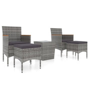 Set Bistrot da Giardino 5pz | Set Salotto da Giardino Polyrattan e Vetro Temperato Grigio