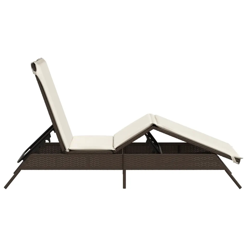 Lettino Prendisole con Cuscino Marrone in Polyrattan 4002702