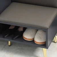 Mobile Scarpiera da Ingresso con Seduta Imbottita e Armadietto per 4 Paia di Scarpe, 80x33x49cm, Grigio