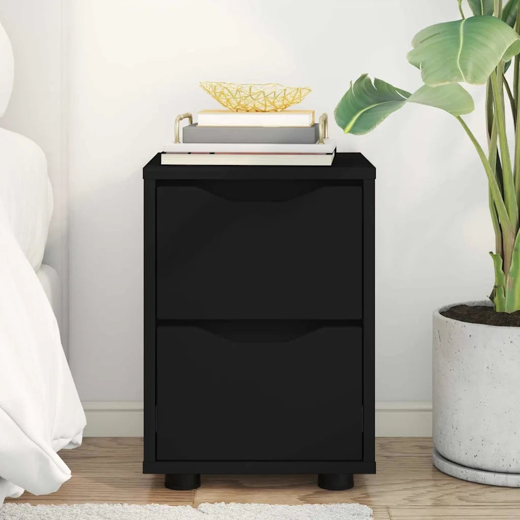 Comodino con cassetto Nero 30,5 x 30 x 43 cm Legno multistrato