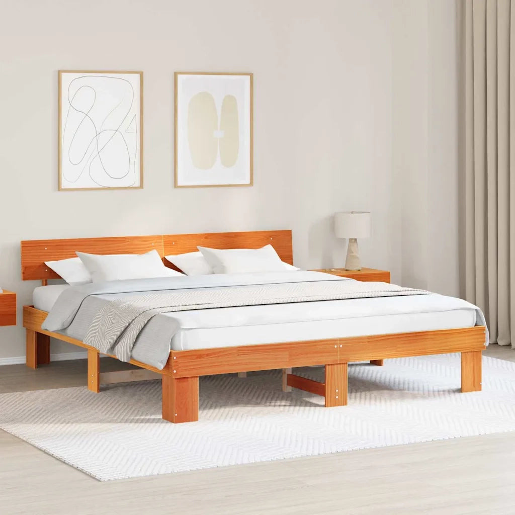 Struttura del letto Marrone cerato 200 x 200 cm Pino massello