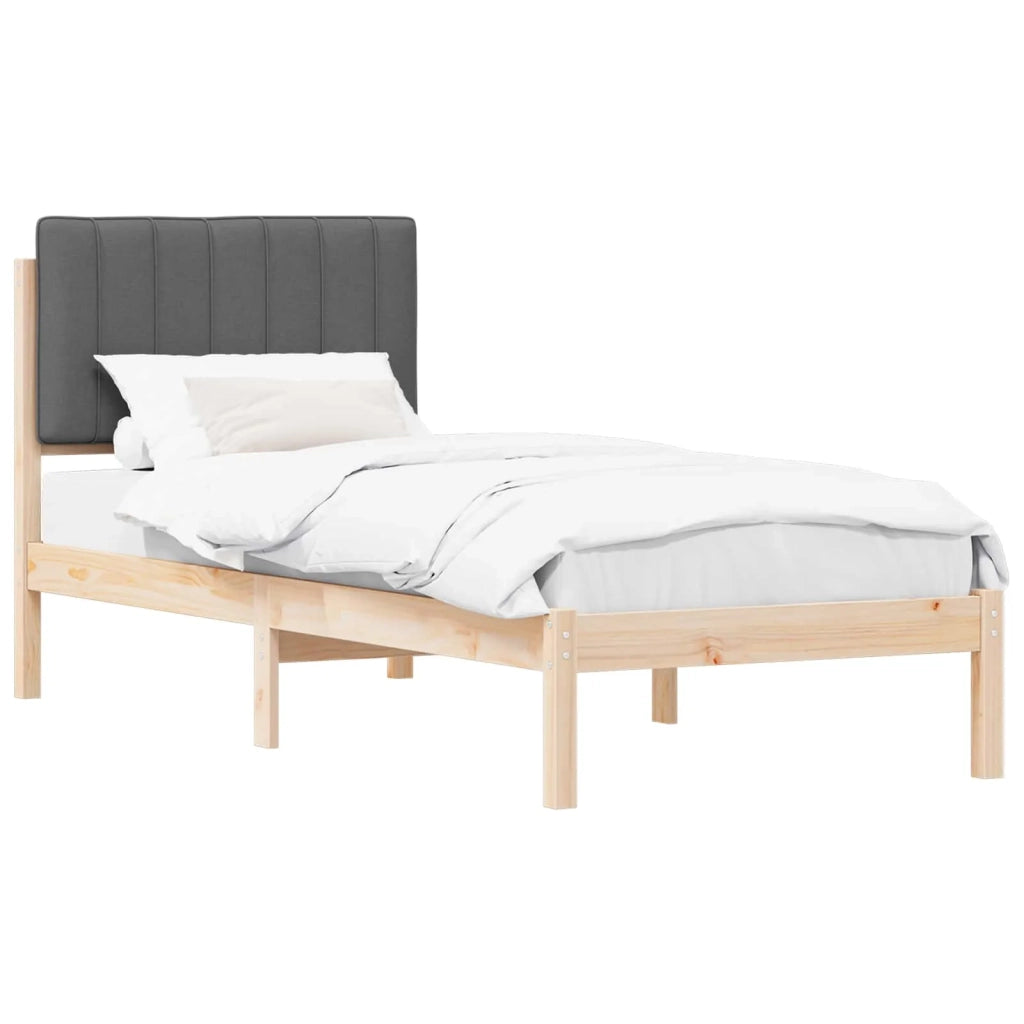 Letto con Testiera Rivestita Grigio scuro 75 x 190 cm 878090