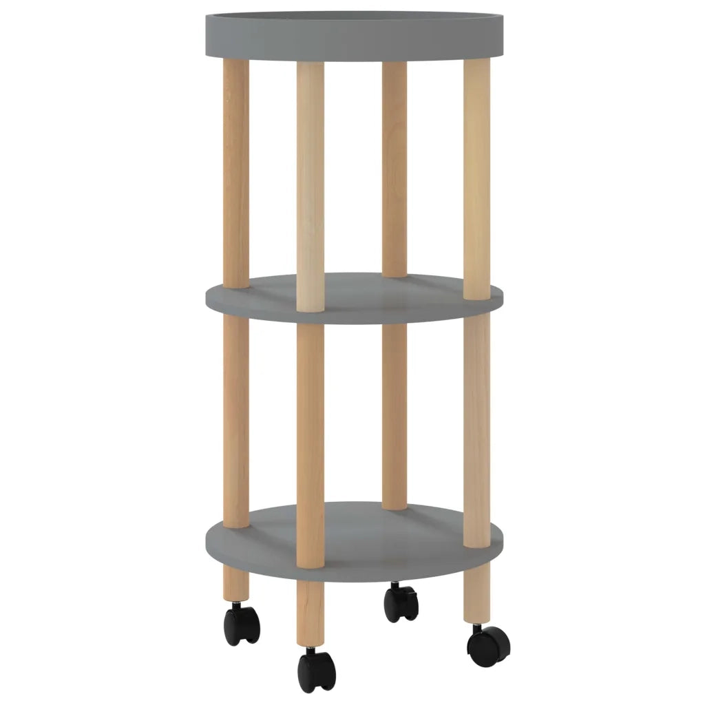 Carrello 3 Ripiani Grigio 38x38x82 cm Legno Multistrato e Pino 345602