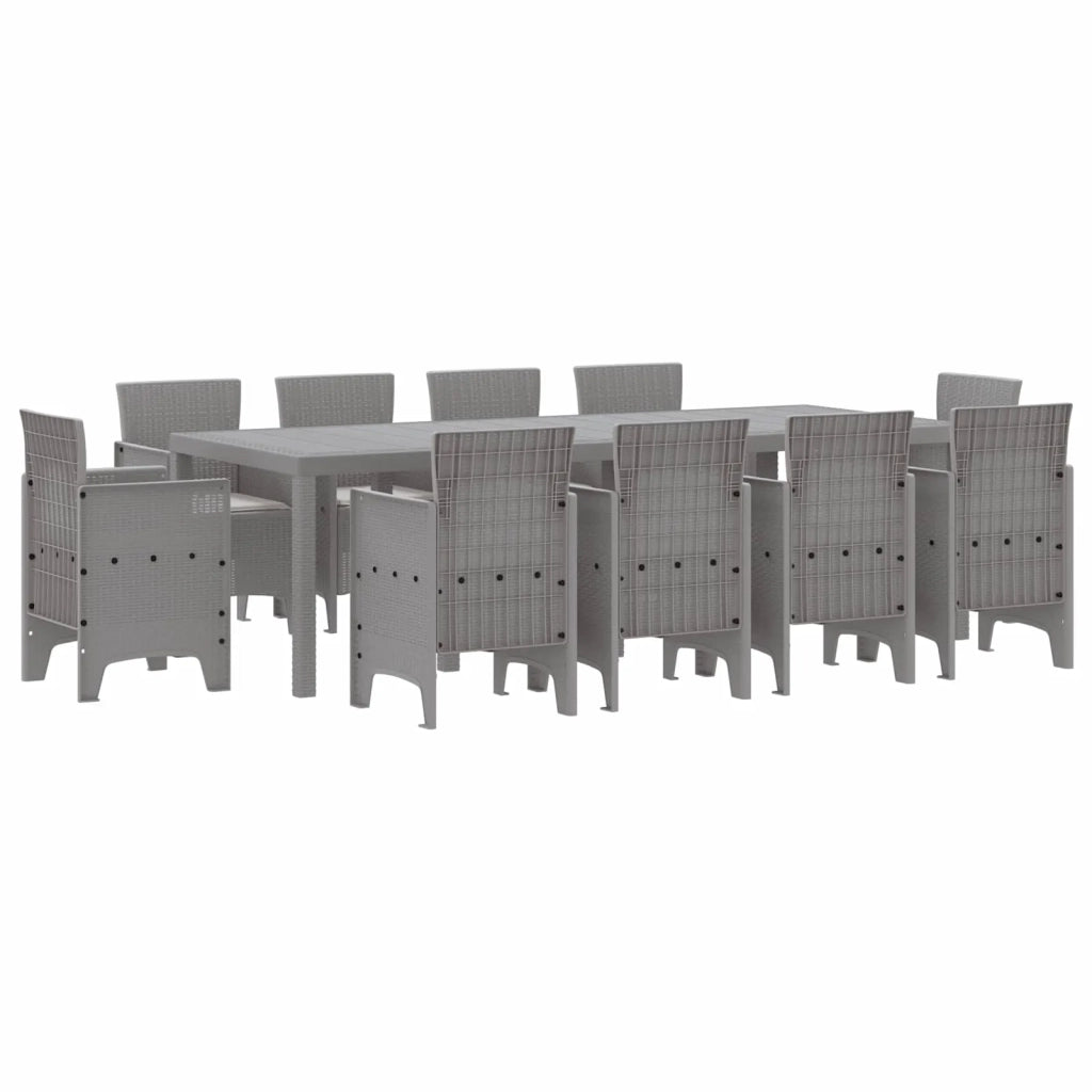 Set da Pranzo per Giardino 11 pcs Grigio chiaro Polipropilene