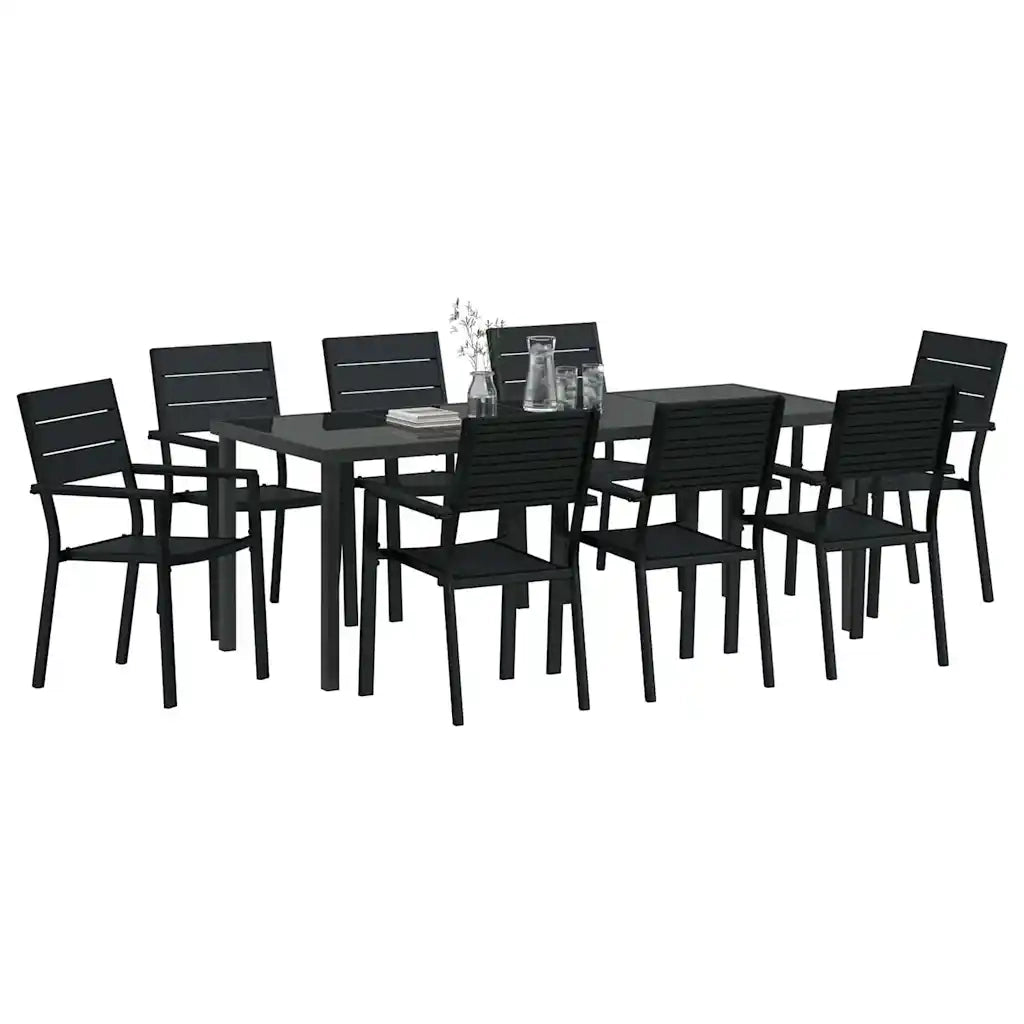 Set da Pranzo per Giardino 9 pcs Nero 3379148