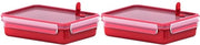 Contenitore Magnetron Clip & Micro 517776 | Ventiolo Magnetron | 1,2 L | Borsa da Picnic | Bilancia Integrata | Prodotto in Germania | Rosso/Translucido (2 pezzi)
