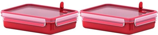 Contenitore Magnetron Clip & Micro 517776 | Ventiolo Magnetron | 1,2 L | Borsa da Picnic | Bilancia Integrata | Prodotto in Germania | Rosso/Translucido (2 pezzi)