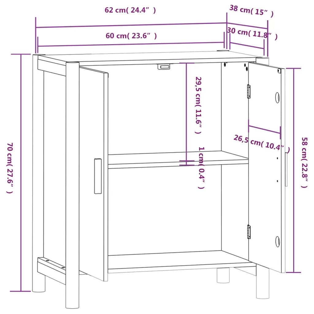 Credenza Nera 62x38x70 cm in Legno Multistrato 345670