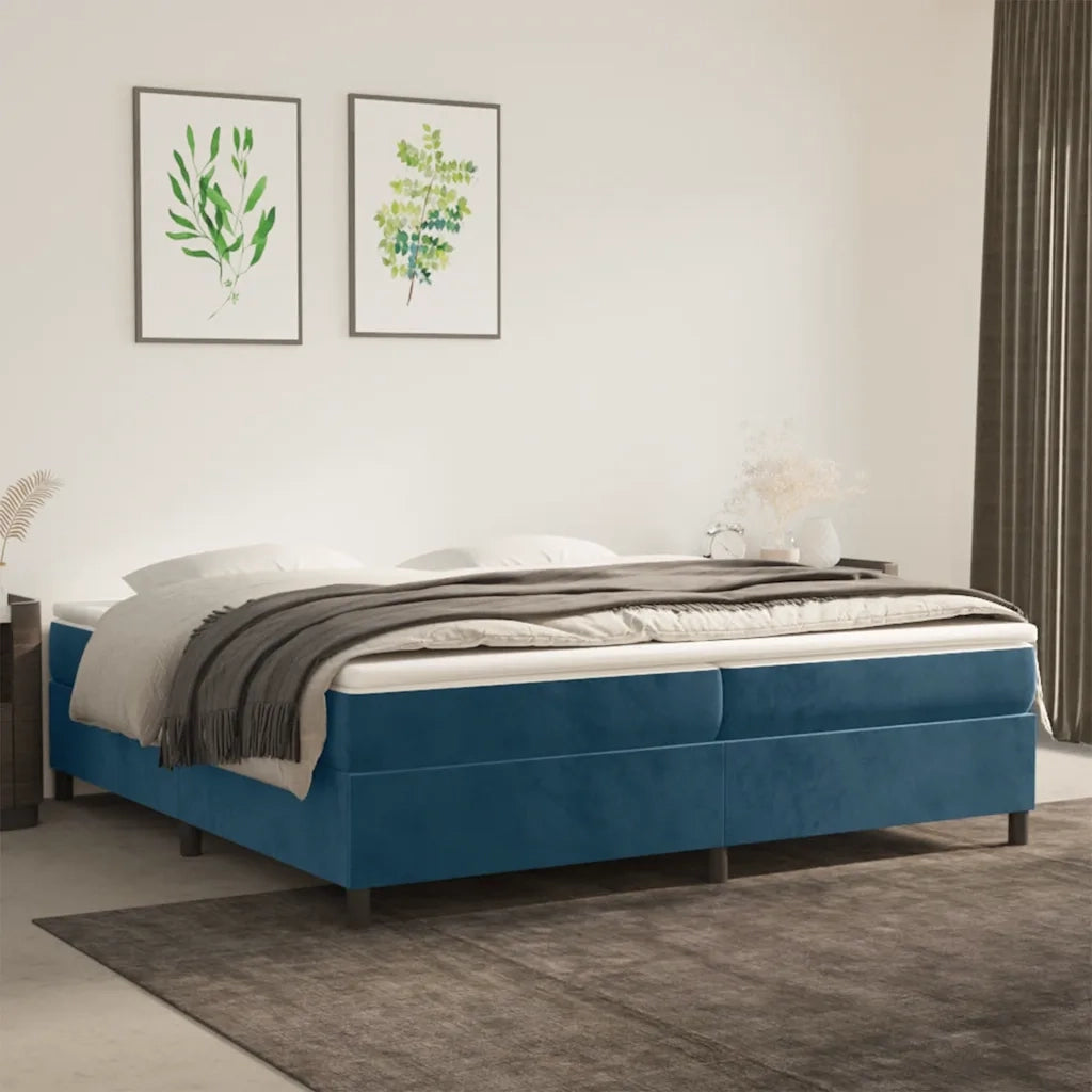 Struttura Letto a Rete a Molle Blu Scuro 200x200 cm in Velluto 3121142