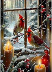 Kit di pittura a diamanti 5D - Scheda di Natale con cardinale - Pittura DIY completa con foratura cristallo - Diamanti aggiuntivi - Materiale duraturo - Facile da utilizzare - Scheda a punto di croce