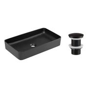 Lavabo rettangolare da appoggio 61x34 cm nero opaco con piletta click-clack nera inclusa