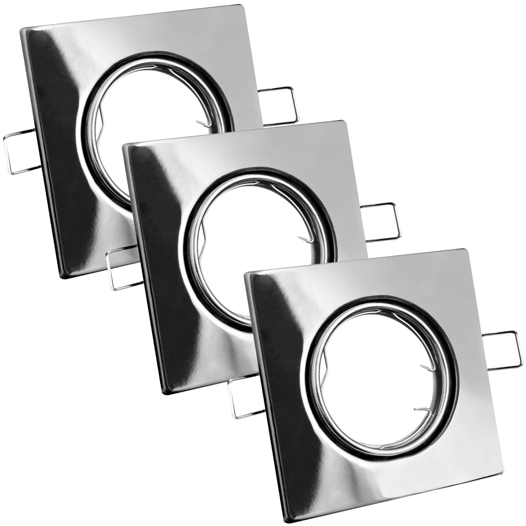 Faretto incasso quadrato cromato orientabile 3pz Polux
