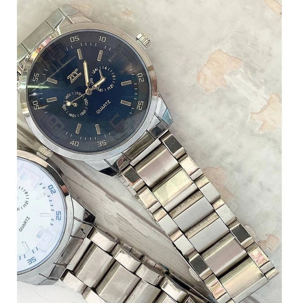Trade Shop - Orologio Da Polso Zcc Per Uomo Acciaio Analogico Al Quarzo Cronografo Silver -