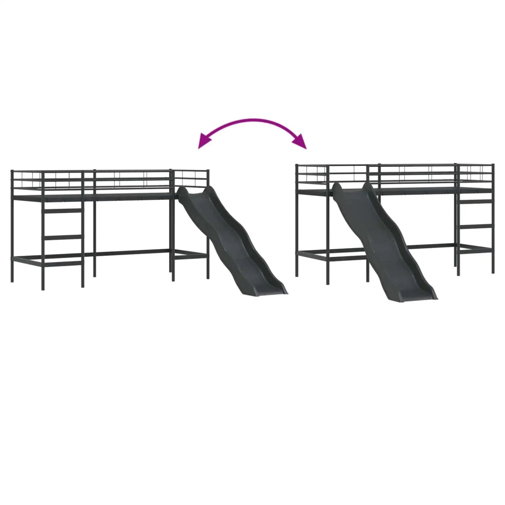 Letto loft per bambini con scivolo Nero e antracite 75 x 190 cm
