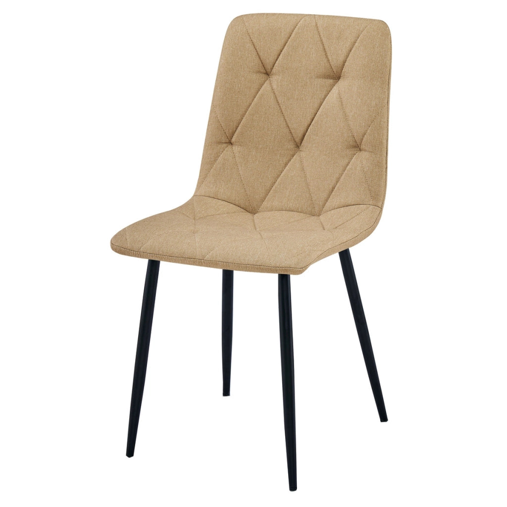 Set di 4 Sedie Libra in Tessuto Marrone con Gambe Nere
