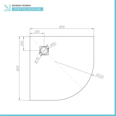 Piatto doccia resina 80x80 semicircolare bianco pietra riducibile  Loren