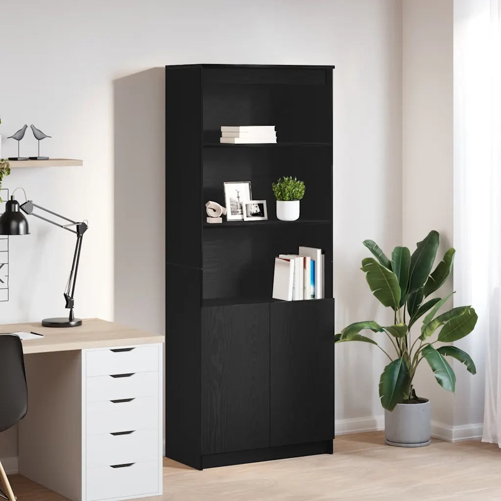 Credenza Rovere Nero 70x35x180 cm in Legno Multistrato 3328472