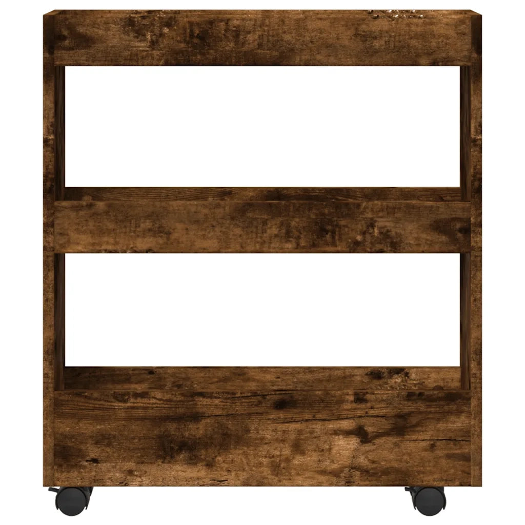 Carrello Stretto a 3 Livelli Rovere Fumo in Truciolato 855245