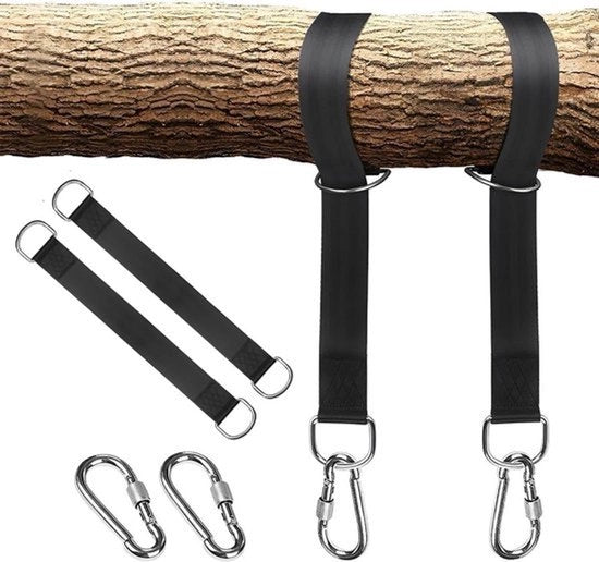 Impianto di sospensione per lettini oscillanti - Supporto per lettini oscillanti - Nylon - Grappini - D-racchette - Supporto per lettini oscillanti - Adatto per lettini oscillanti e lettini - Nero - Set da 2 - Accessori per esterni - Giardino.