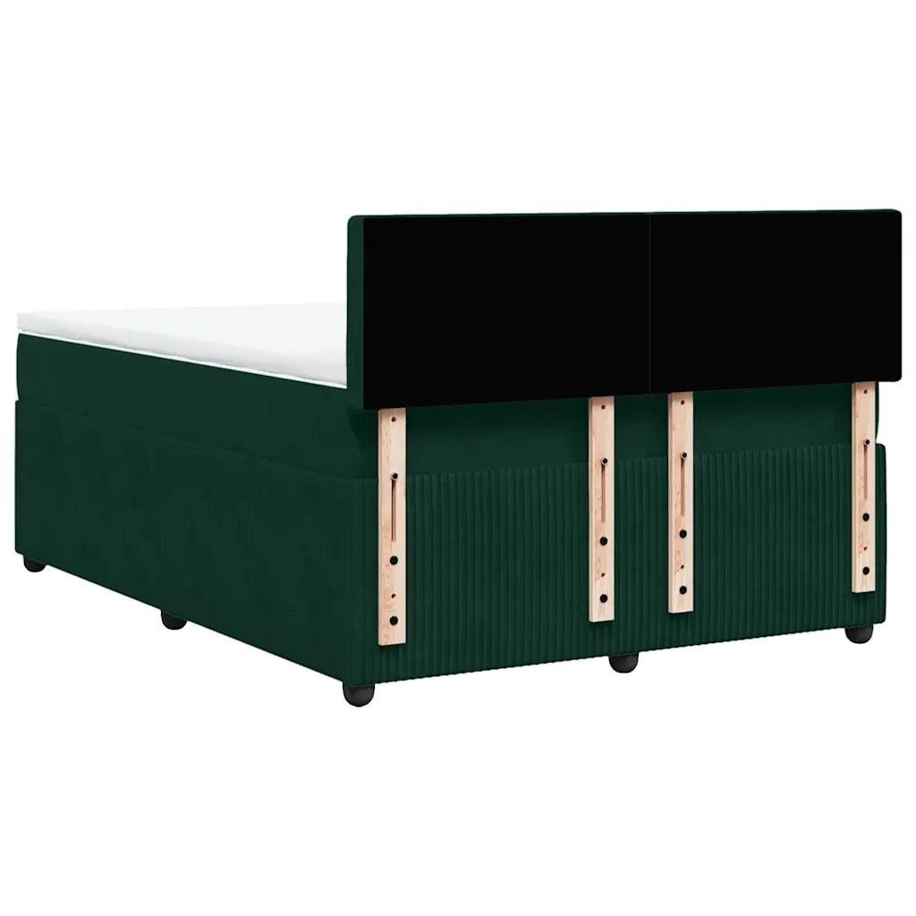 Giroletto a Molle con Materasso Verde Scuro 160x200 cm Velluto