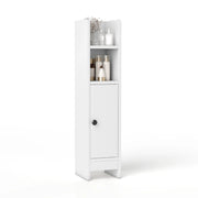Piccolo mobile da terra per angoli con porta e ripiani regolabili-Ripostiglio da bagno per porta carta igienica Bianco