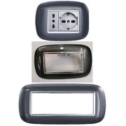 Trade Shop - Placca Oval 3 4 6 Moduli Acciaio Scuro Compatibile Con Bticino Axolute -