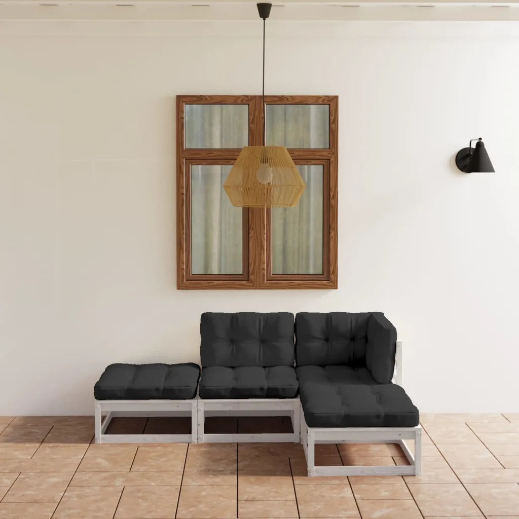 Set Divani da Giardino 4 pz con Cuscini Legno Massello Pino cod mxl 44600