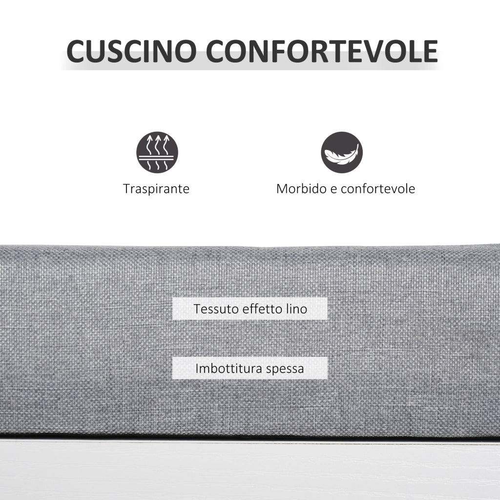 EasyComfort Panca Scarpiera con Cuscino, Cassetto e 3 Vani Aperti in Legno, 81x31.5x49cm, Bianco